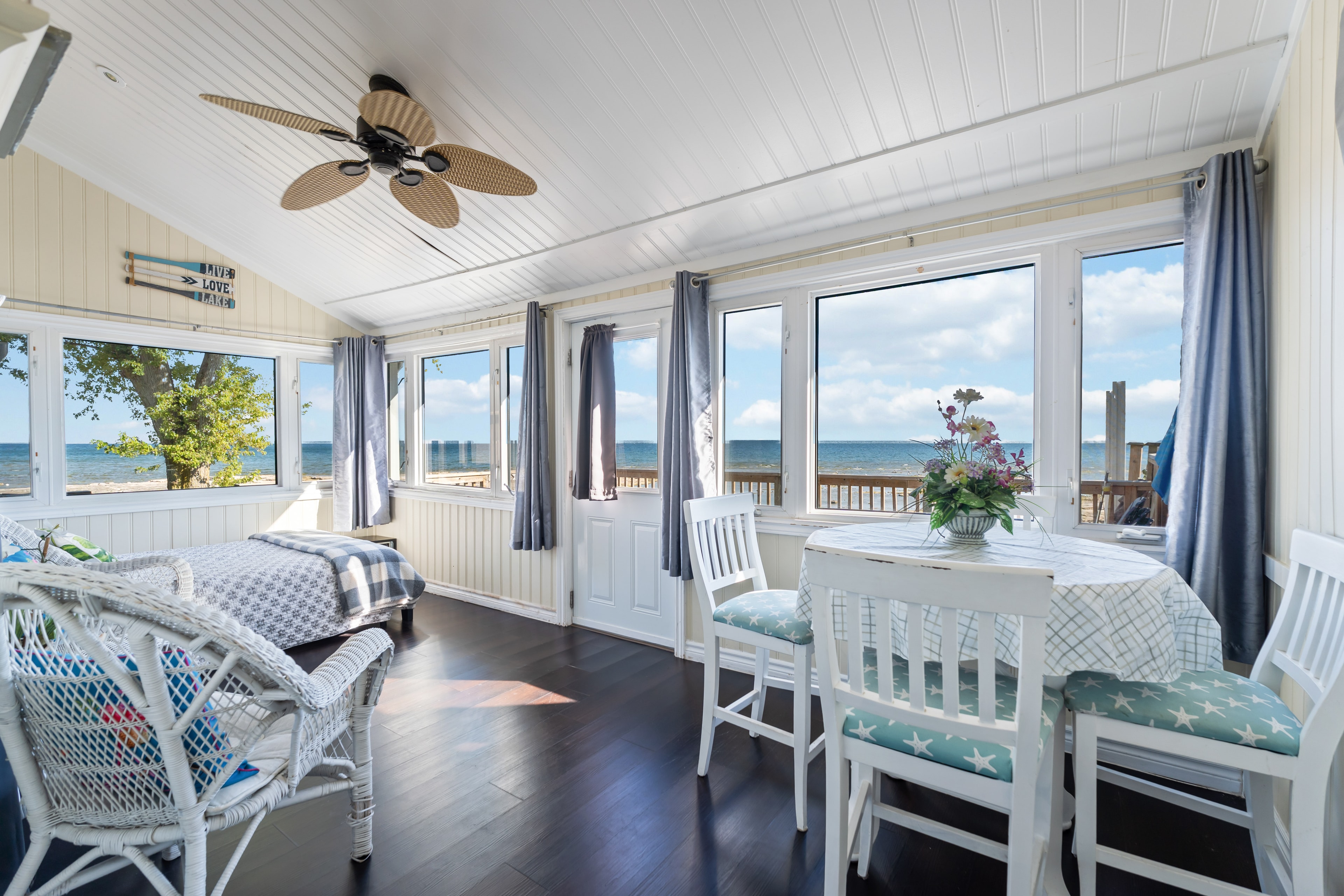 Sunroom with panoramic Lake Erie views